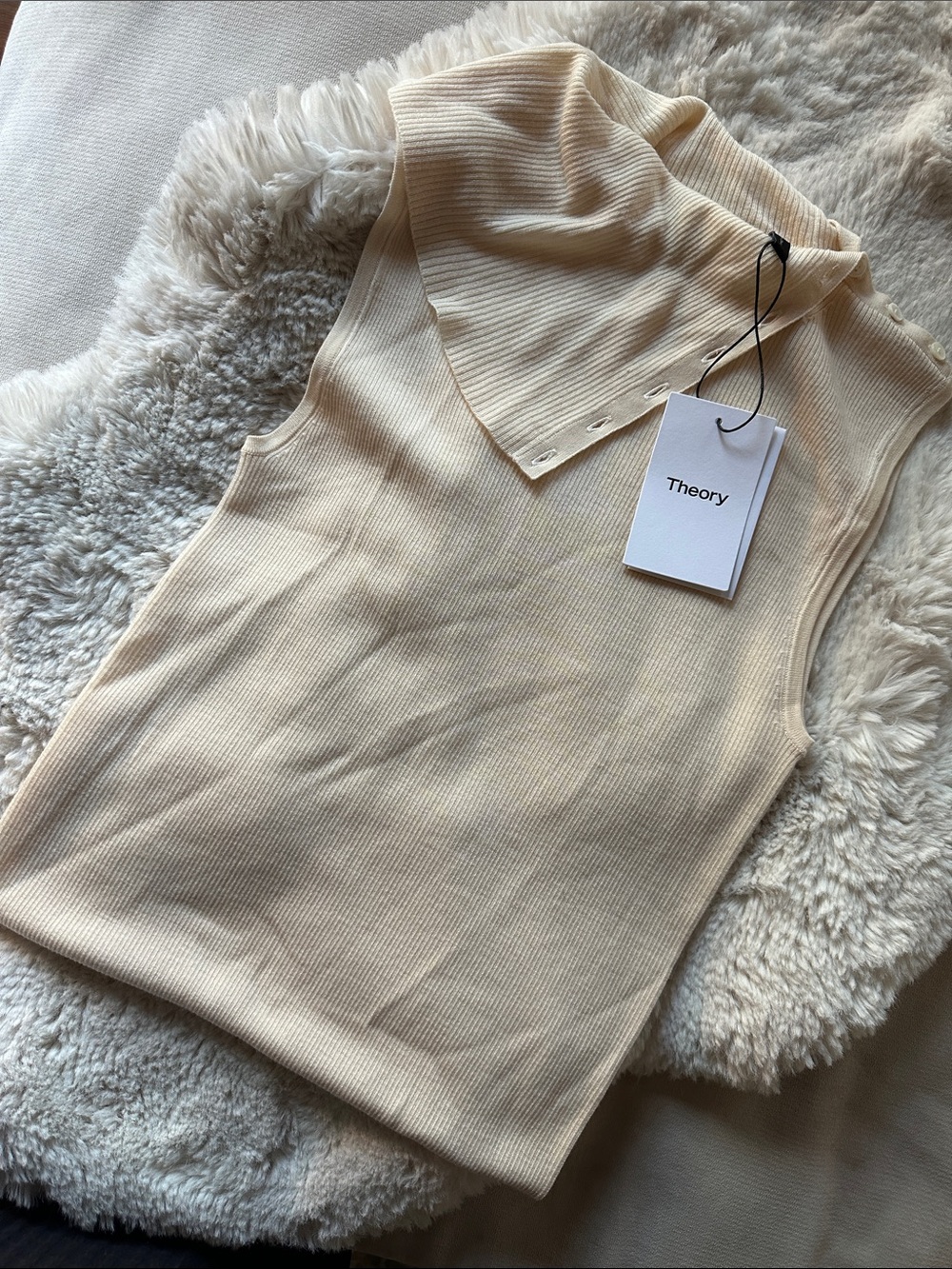 Theory Leendelle Refine Ribbed-Knit Funnel-Neck Sweater